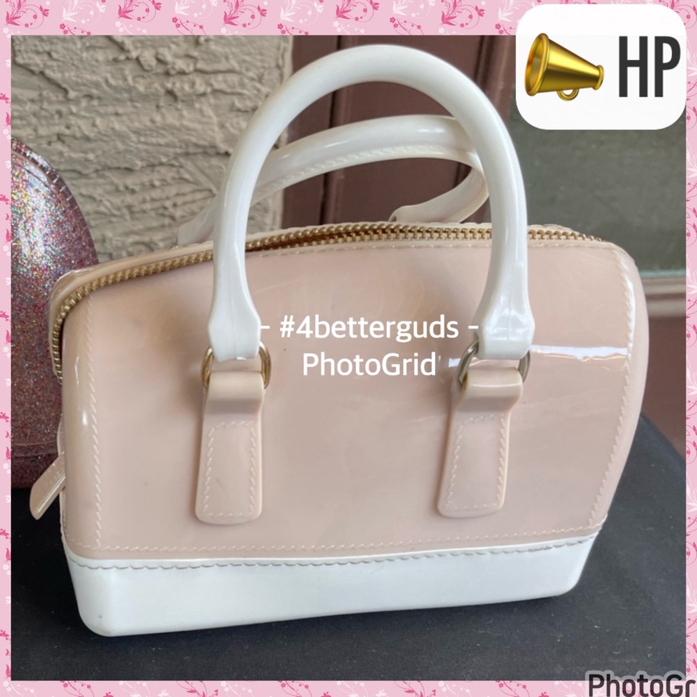 Pillow Shaped Jelly Gel Resin Crystal Handle Purse Mini Bag Neutral Nude & White - Picture 1 of 15